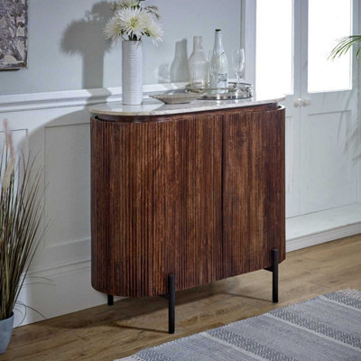 Opal Solid Wood Sideboard/drinks Cabinet With Marble Top & Metal Legs from B&Q