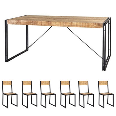 Upcycled Industrial Vintage Mintis Dining Table Set With 6 Chairs from B&Q