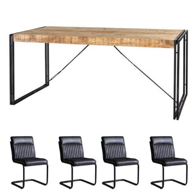 Upcycled Industrial Vintage Mintis Medium Dining Table Set With 4 Chairs from B&Q