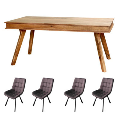 Indus Sheesham Wooden Medium Size Dining Table Set And 4 Chairs from B&Q