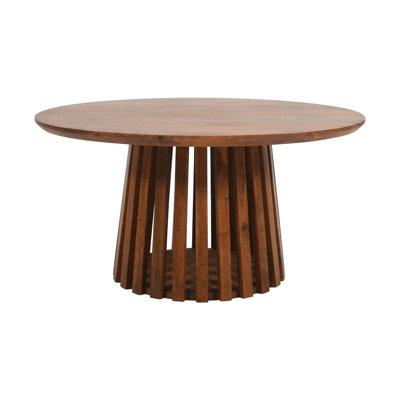 B&Q -  Slatted Round Coffee TableMango WoodL80 X W80 X H42 Cm