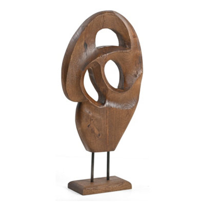 Abstract Carved Sculpture Wooden Brown Ornament from B&Q