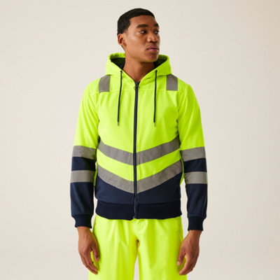 B&Q -  Pro Hi Vis Full Zip Hoodie Yellow/navy