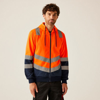 B&Q -  Pro Hi Vis Full Zip Hoodie Orange/navy