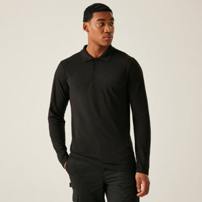 Regatta Professional Pro 65/35 Long Sleeve Polo Shirt Black