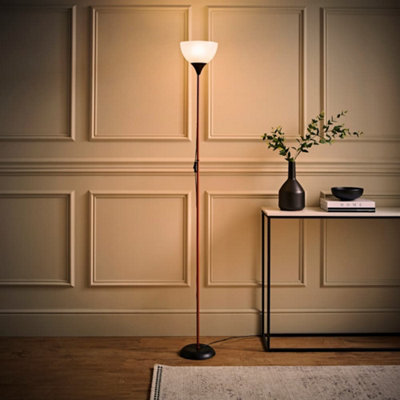 Valuelights Dalby Modern Copper & Uplighter Floor Lamp With Shade - Includes 6W Led Gls Bulb 3000K Warm Black/White