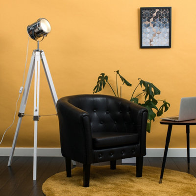 B&Q -  Starboard Modern White & Chrome Industrial Adjustable Spotlight Tripod Floor Lamp With Led Gls Bulb In Warm White