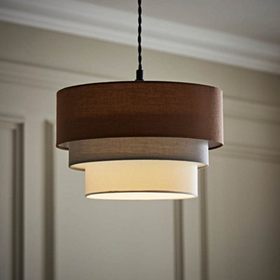 Valuelights Aztec 3 Tier Fabric Ceiling Shade And Bulb Brown/Light