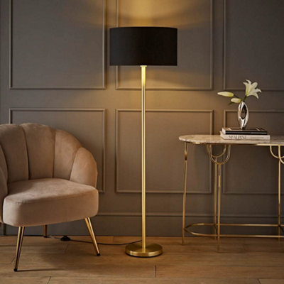 B&Q -  Charles Gold Floor Lamp With Black And Metallic Shade