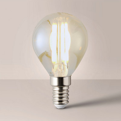 B&Q -  E14 Pack Of 4 4W Amber Filament Golfball Warm White Led Bulbs