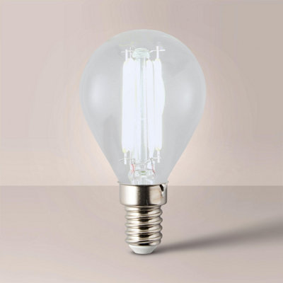 B&Q -  E14 Pack Of 4 4W Filament Golfball Cool White Led Bulbs