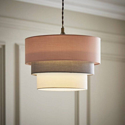 B&Q -  Aztec 3 Tier Pink Fabric Ceiling Light Shade And Bulb (D)30Cm