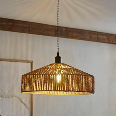 B&Q -  Elcano Woven Rope Ceiling Light Shade And Filament Bulb (D)50Cm