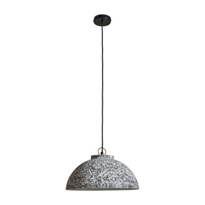 B&Q -  Burrel Grey & White Fractal Textured Ceiling Pendant Light Fitting Complete With 4W Led Filament Bulb 2700K Warm White