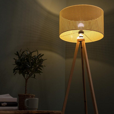 Valuelights Barbro Natural Tripod Floor Lamp With Wicker Shade And Bulb from B&Q