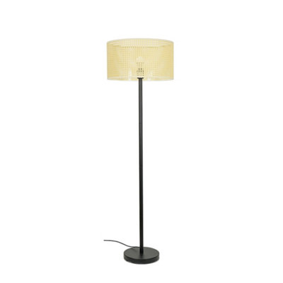 Valuelights Charles Black Floor Lamp With Wicker Shade And Bulb from B&Q