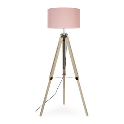Valuelights Clipper Modern Distressed Wood And Chrome Tripod Floor Lamp Base Silver