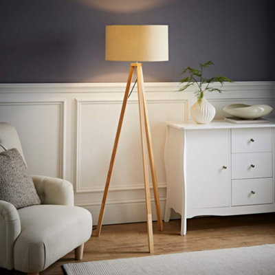 Valuelights Barbro Natural Tripod Floor Lamp With Drum Shade from B&Q