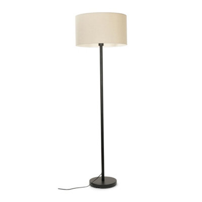 B&Q -  Charles Black Floor Lamp With Cream Shade