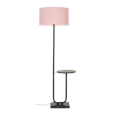 Valuelights Tavel Matte Black Floor Lamp With Table And Pink Shade from B&Q