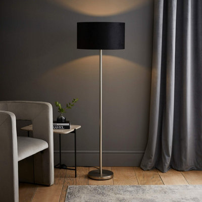 Valuelights Charles Chrome Floor Lamp With Black Velvet Shade from B&Q