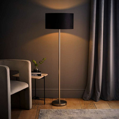 Valuelights Charles Chrome Floor Lamp With Black Velvet Shade And Bulb from B&Q