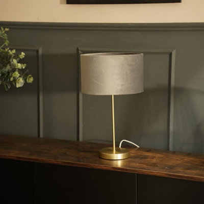 Valuelights Charles Gold Table Lamp With Grey Velvet Shade from B&Q