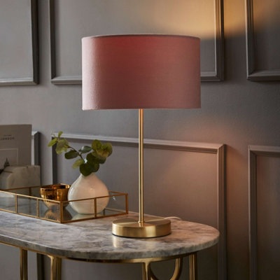 Valuelights Charles Gold Table Lamp With Blush Velvet Shade from B&Q