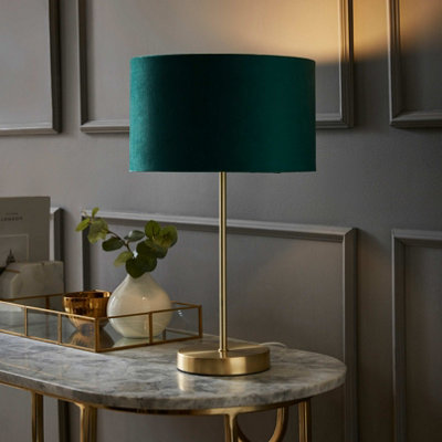 Valuelights Charles Gold Table Lamp With Green Velvet Shade from B&Q
