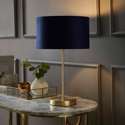 Valuelights Charles Gold Table Lamp With Navy Velvet Shade from B&Q