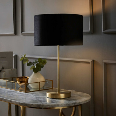 Valuelights Charles Gold Table Lamp With Black Velvet Shade from B&Q