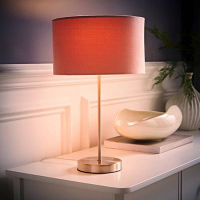 Valuelights Charles Brushed Chrome Table Lamp With Blush Velvet Shade And Bulb from B&Q