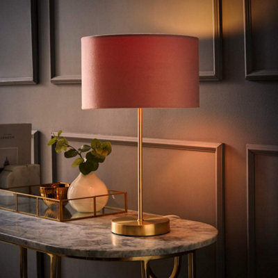 Valuelights Charles Gold Table Lamp With Blush Velvet Shade And Bulb from B&Q