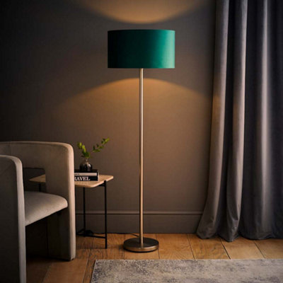 Valuelights Charles Chrome Floor Lamp With Green Velvet Shade And Bulb from B&Q