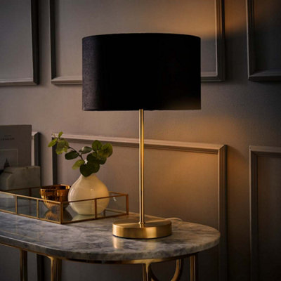Valuelights Charles Gold Table Lamp With Black Velvet Shade And Bulb from B&Q