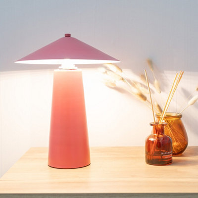 Valuelights Axel Coral Metal Bedside Table Lamp With Tapered Lampshade Living Room Bedroom LightBulb Included from B&Q
