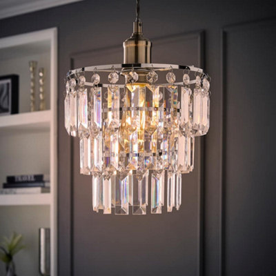 Valuelights Kelsks Clear Jewel Droplet Ceiling Lamp Shade And Bulb from B&Q