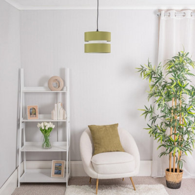 Valuelights Sophia Pair Of Small Olive 2 Tier Ceiling Shades Light