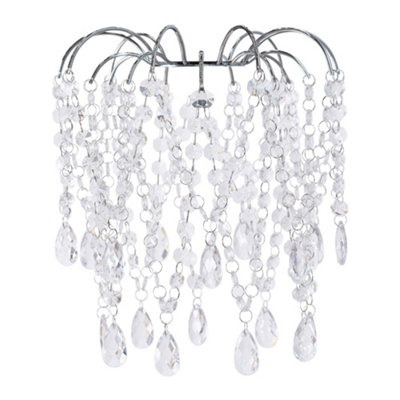 B&Q -  Blanche Easy Fit Acrylic Jewel Droplet Chandelier Ceiling Light Shade And Bulb (D)25Cm