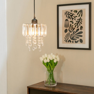 Valuelights Mabel Easy Fit Clear Acrylic Jewel Droplet Drum Ceiling Light Shade And Bulb (D)20Cm from B&Q
