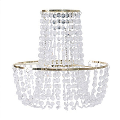 B&Q -  Tegan Gold Jewel Acrylic Droplet Chandelier Easy Fit Ceiling Light Shade And Bulb (D)28Cm