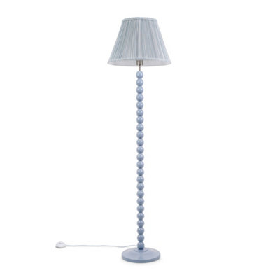 Valuelights Powder Blue/Blue Bobbles Bobbin Floor Lamp With Pleated Shade