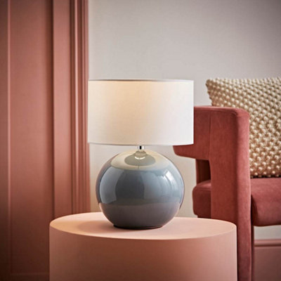 Valuelights Bosco Eucalyptus Ceramic Table Lamp With Drum Shade White