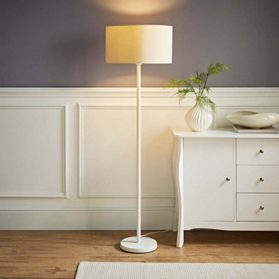 B&Q -  Charles White Floor Lamp With Cream Shade