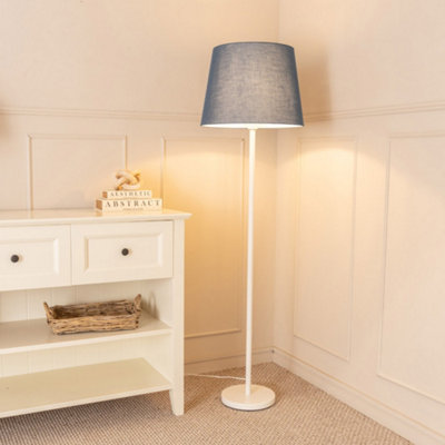 B&Q -  Charles White Floor Lamp With Grey Tapered Shade