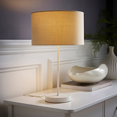Valuelights Charles White Table Lamp With Cream Shade from B&Q