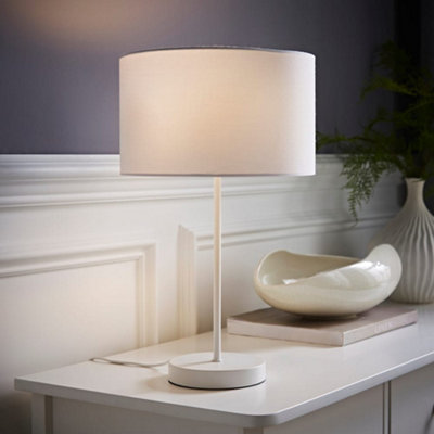 Valuelights Charles White Table Lamp With Drum Shade from B&Q