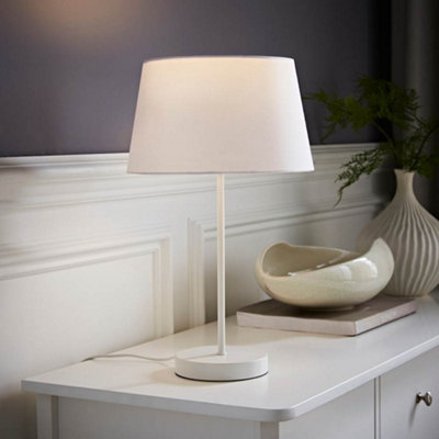 Valuelights Charles White Table Lamp With Tapered Shade from B&Q