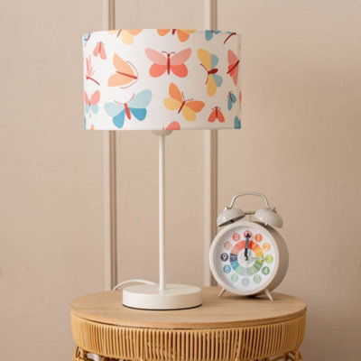 Valuelights Charles Metal Single Stem Table Lamp With Butterfly Lamp Shade White - B&Q