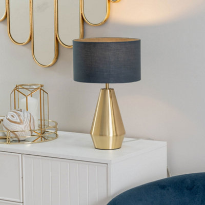 Valuelights Jax Metal Touch Dimmer Table Lamp With Charcoal Drum Shade Gold/Grey